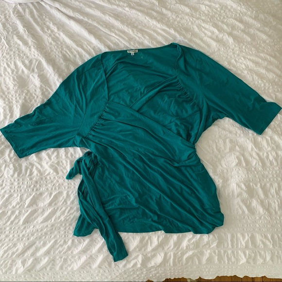 Kiyonna Tops - Kiyonna Teal Wrap Top